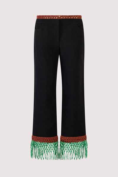 Macrame Pizzants Pant in Ridged Linen