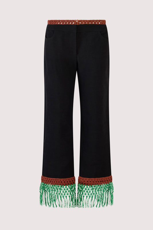 Macrame Pizzants Pant in Ridged Linen