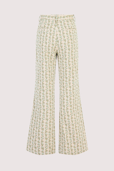 Paneled & Piped Flare Pant in English Floral Jacquard