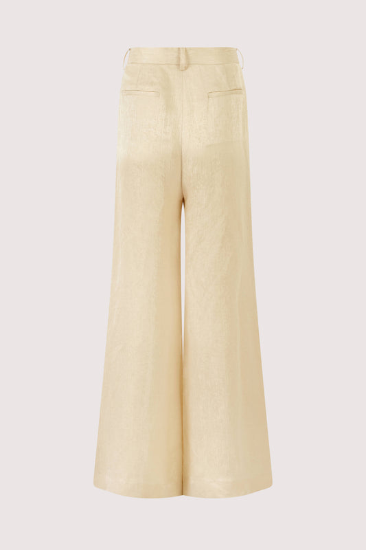 Paneled & Piped Flare Pant in Malta Linen Jacquard