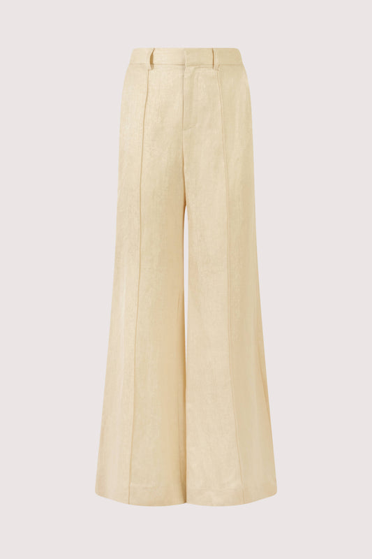 Paneled & Piped Flare Pant in Malta Linen Jacquard