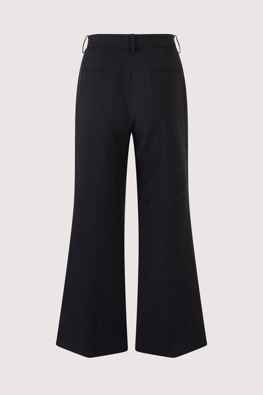 Paneled & Piped Flare Pant in Ridged Linen