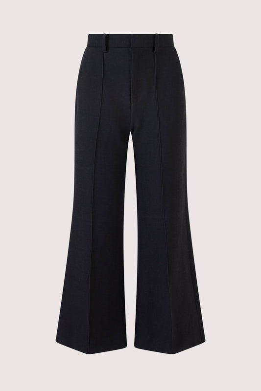 Paneled & Piped Flare Pant in Ridged Linen