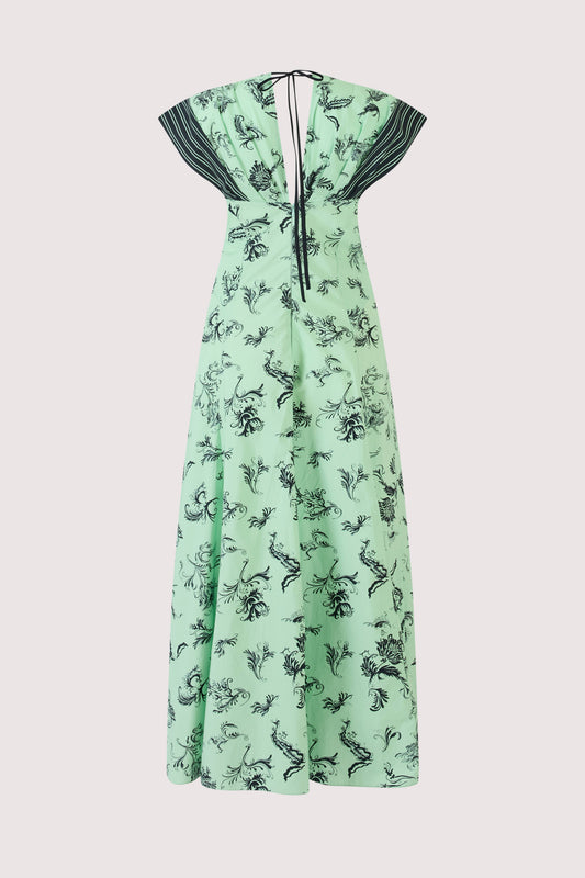 Push Me to the Edge Dress in Tossed Floral Cotton Poplin