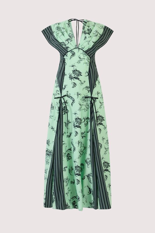 Push Me to the Edge Dress in Tossed Floral Cotton Poplin