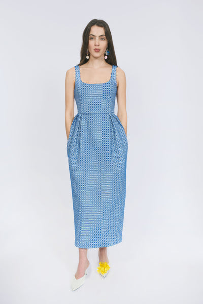 Peg Dress in Woven Tile Jacquard