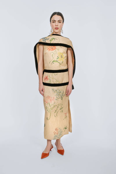 A La Mode Gown in Floral Malta Linen Jacquard