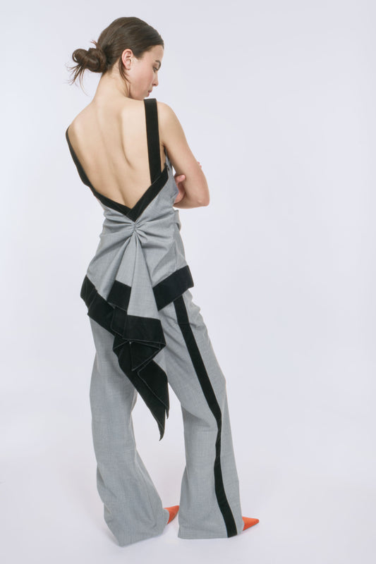 Side Ponytail Top in Crosshatch Wool