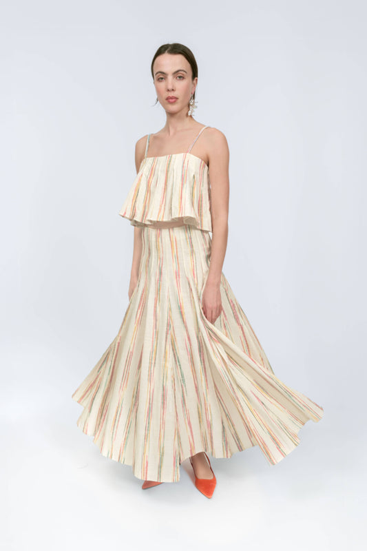 Million Pleats Bandeau Top in Space-Dyed Stripe
