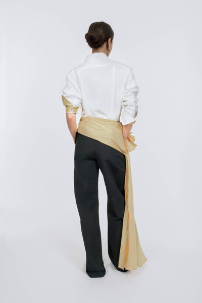 Sash Cummerbund Pants in Cotton Grosgrain