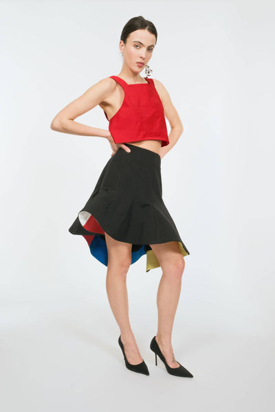 Simon Says Peak Drama Skirt in Cotton Grosgrain