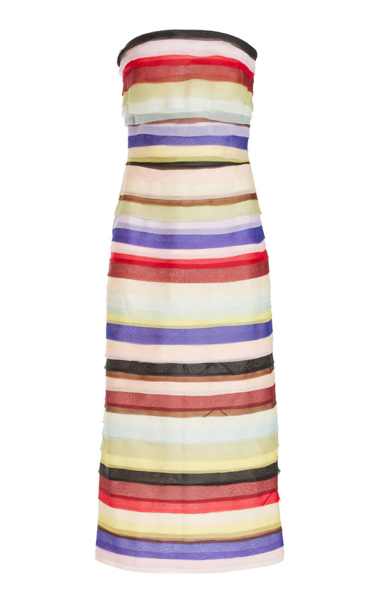 Paint Me In Stripes Dress in Double Faced Organza