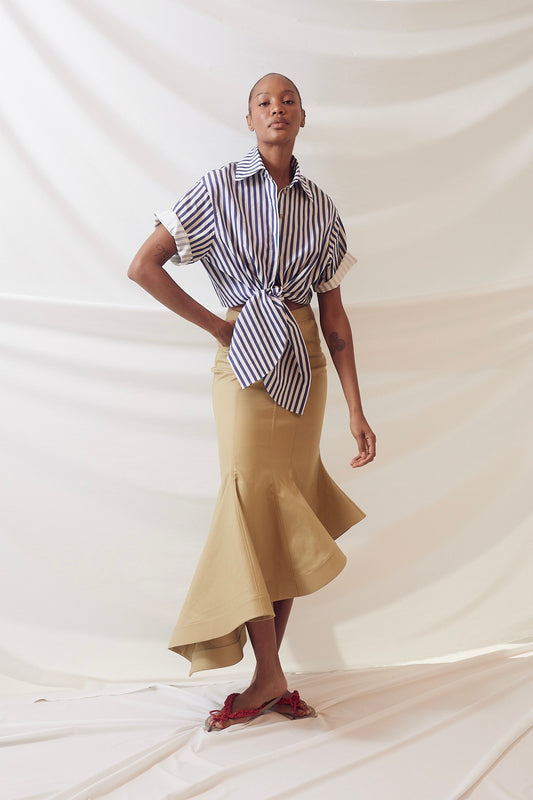 Tie Me Up, Tie Me Button Down S/S in Awning Stripe