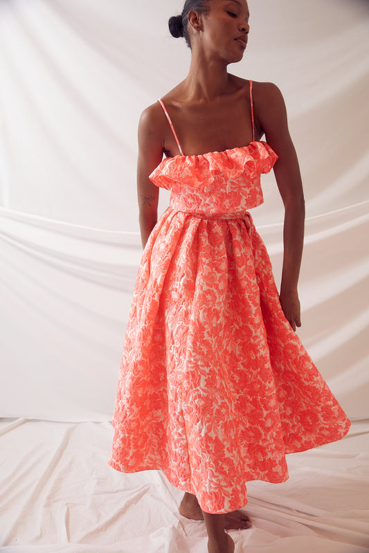 Full Pleated Skirt in Bouquet Cloque Rosie Assoulin Full Pleated Skirt in Bouquet Cloque Rosie Assoulin