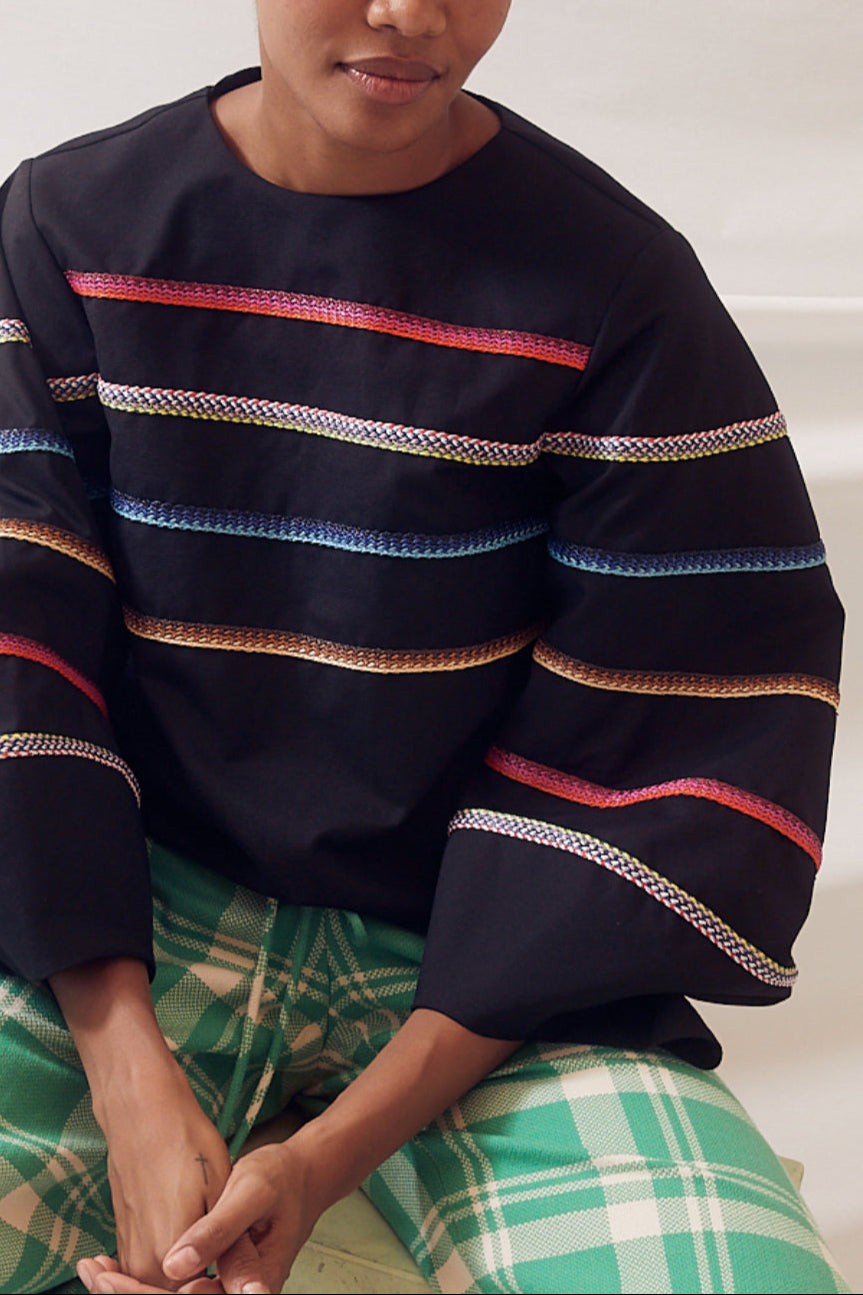 Striped Rafia Top in Ridged Cotton – Rosie Assoulin