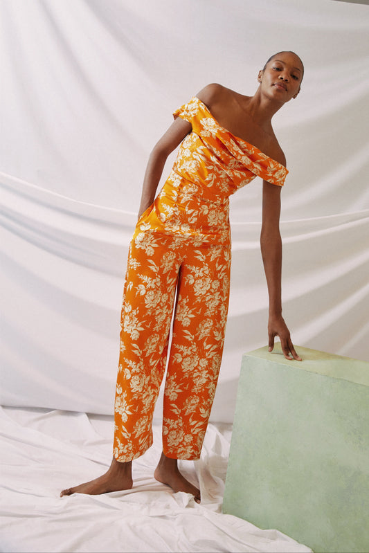 Barrel Pants in Paintbrush Printed Viscose