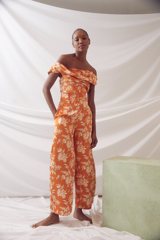 Barrel Pants in Paintbrush Printed Viscose