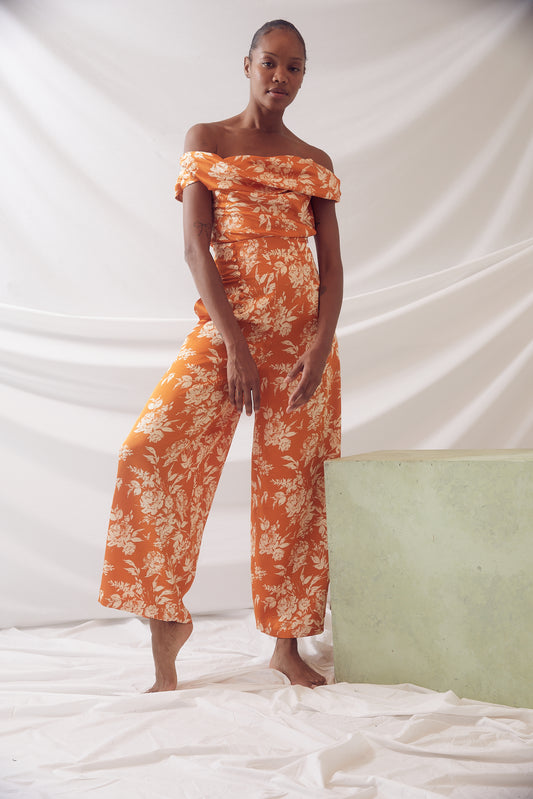 Barrel Pants in Paintbrush Printed Viscose