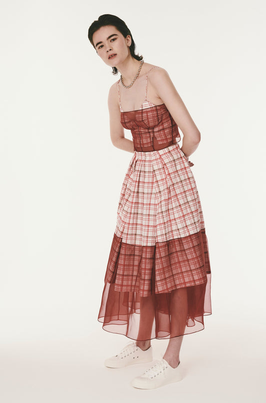 I Sheer Right Through You A-Line Skirt - Red Brown Plaid