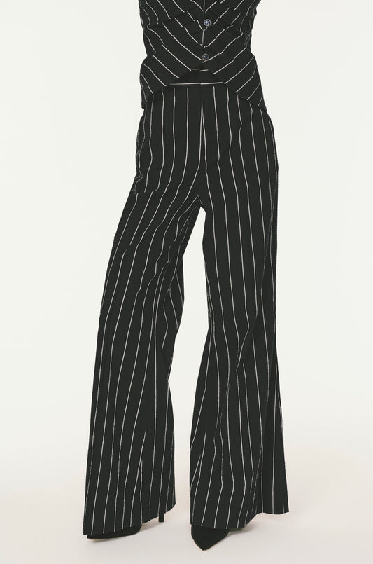 Flare for the Dramatic Trouser - Navy Pinstripe