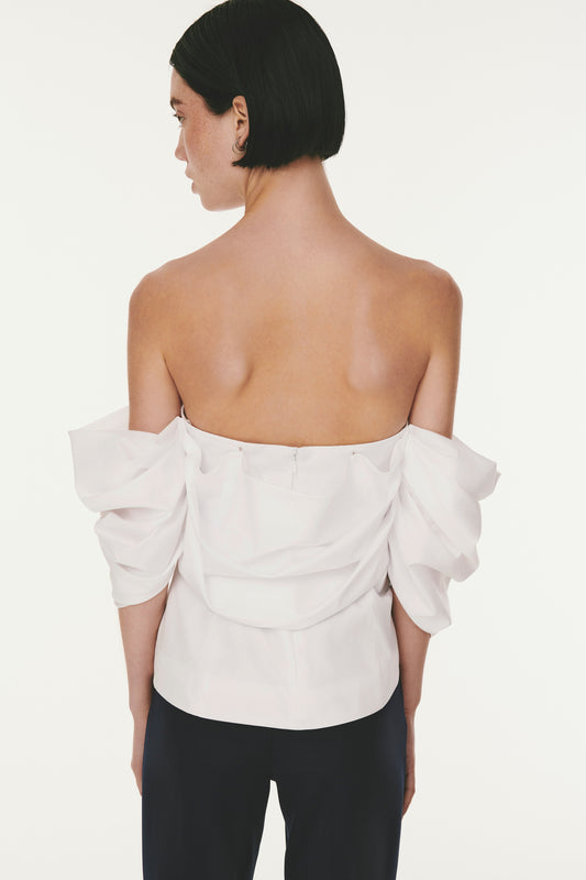 Farfalle-n Off Your Shoulder Top - White