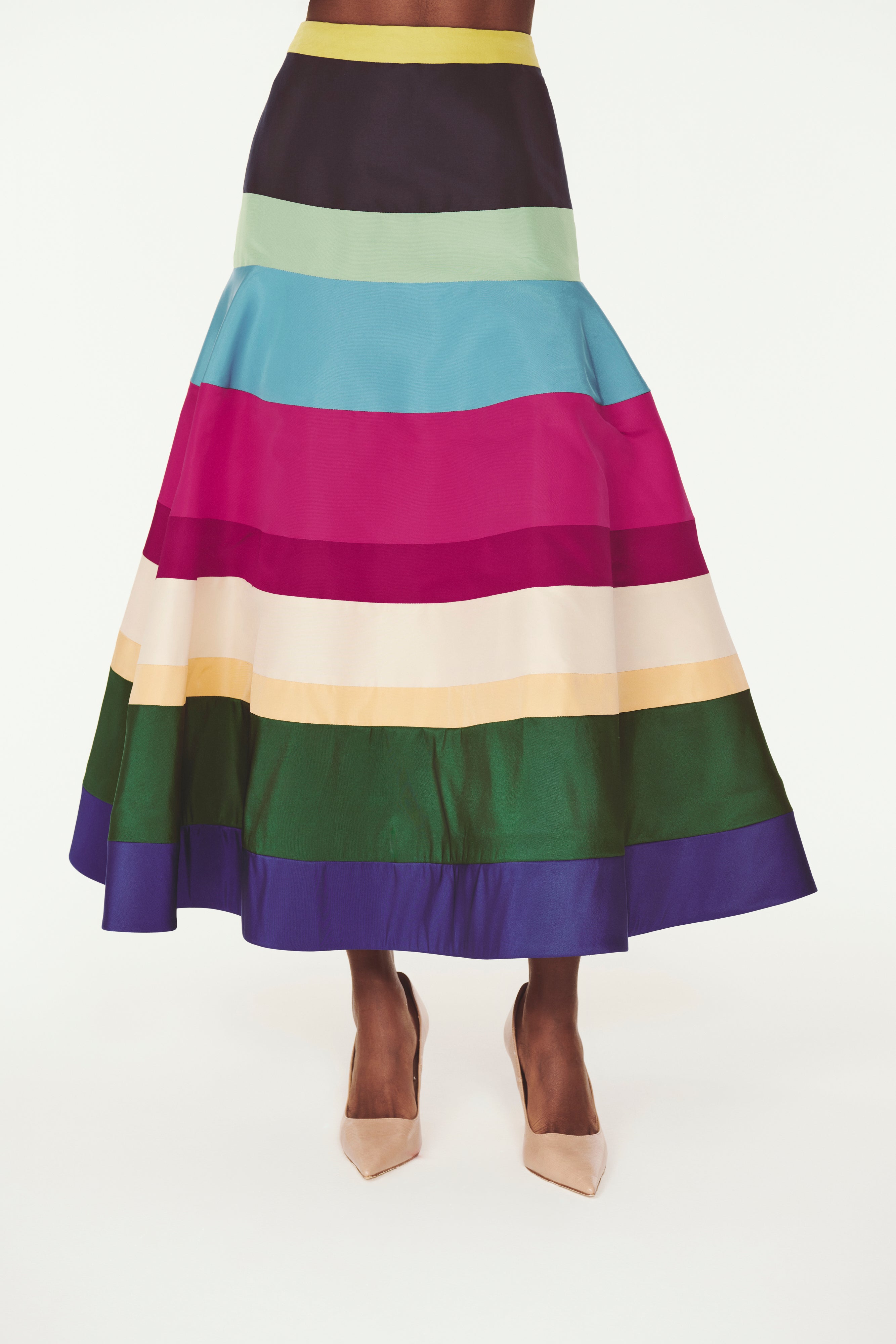 Striped Brush Skirt - Silk Faille