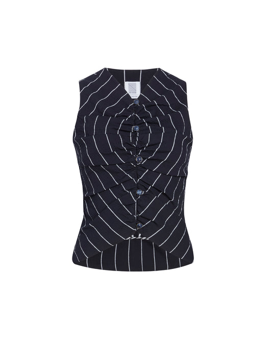 All Buttoned Up Vest - Navy Pinstripe