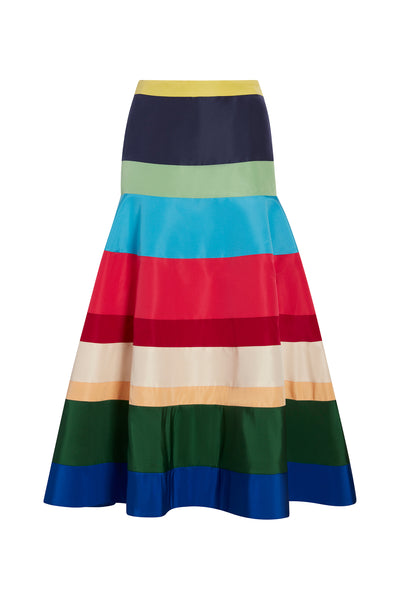 Striped Brush Skirt - Silk Faille