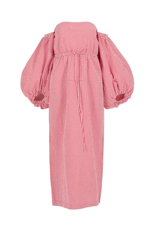 Balloon Sleeve Dress in Seersucker Gingham