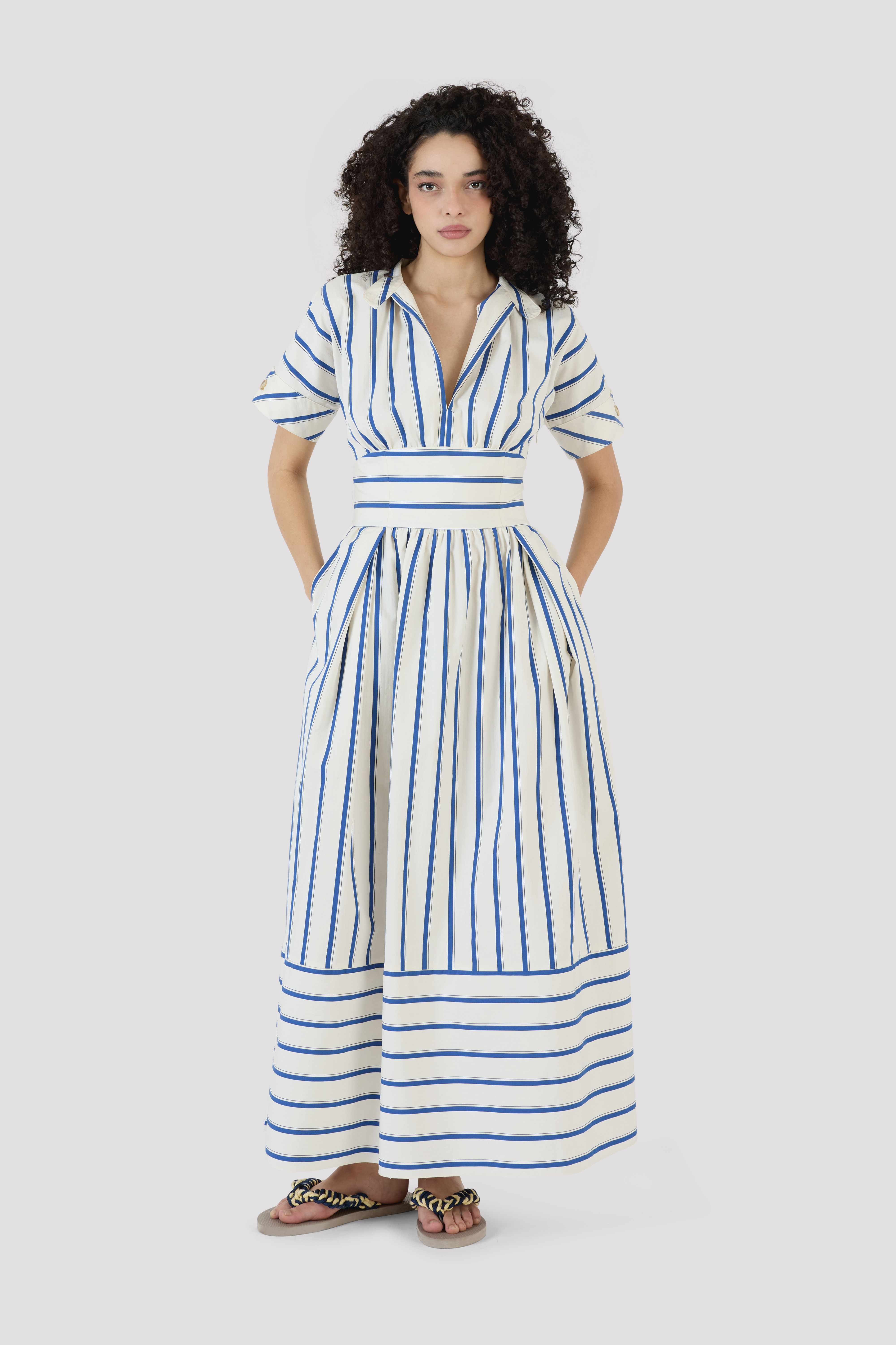 Ask for Directions Shirt Dress in Coastal Stripe Cotton – Rosie