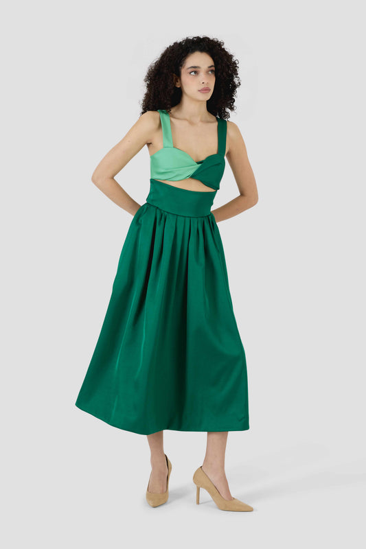 Morning After Dress in Double Faced Satin Emerald / 2 Morning After Dress in Double Faced Satin Emerald / 2