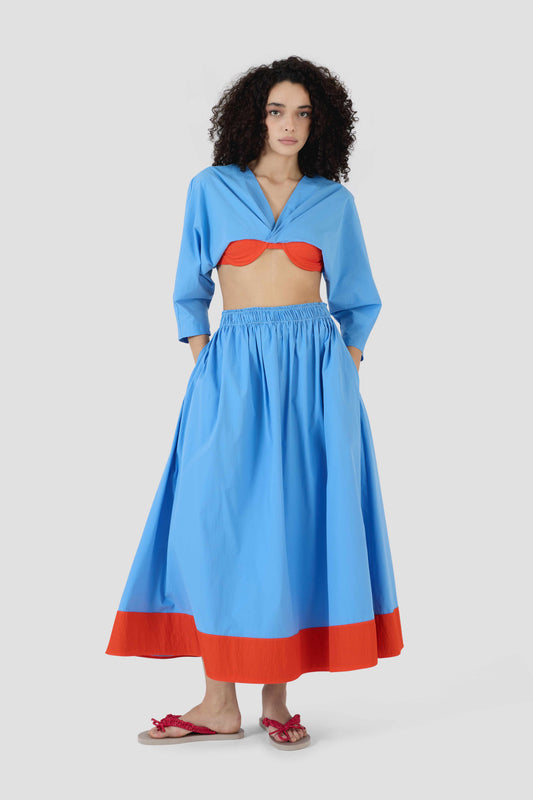 Shirred Skirt in Elegante Poplin