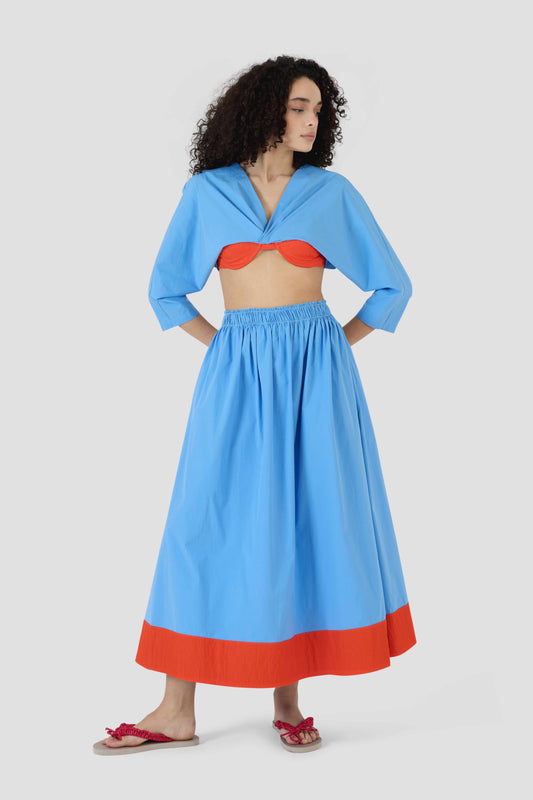 Shirred Skirt in Elegante Poplin
