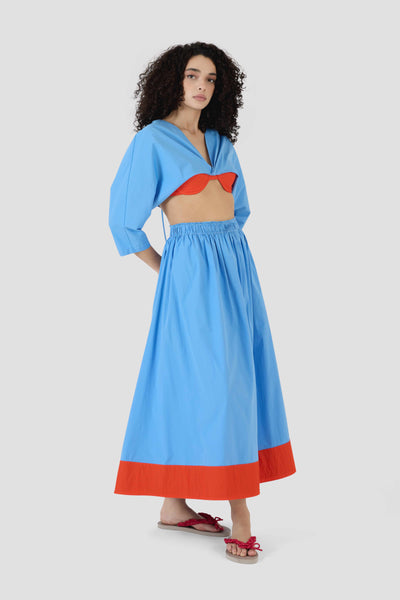 Shirred Skirt in Elegante Poplin