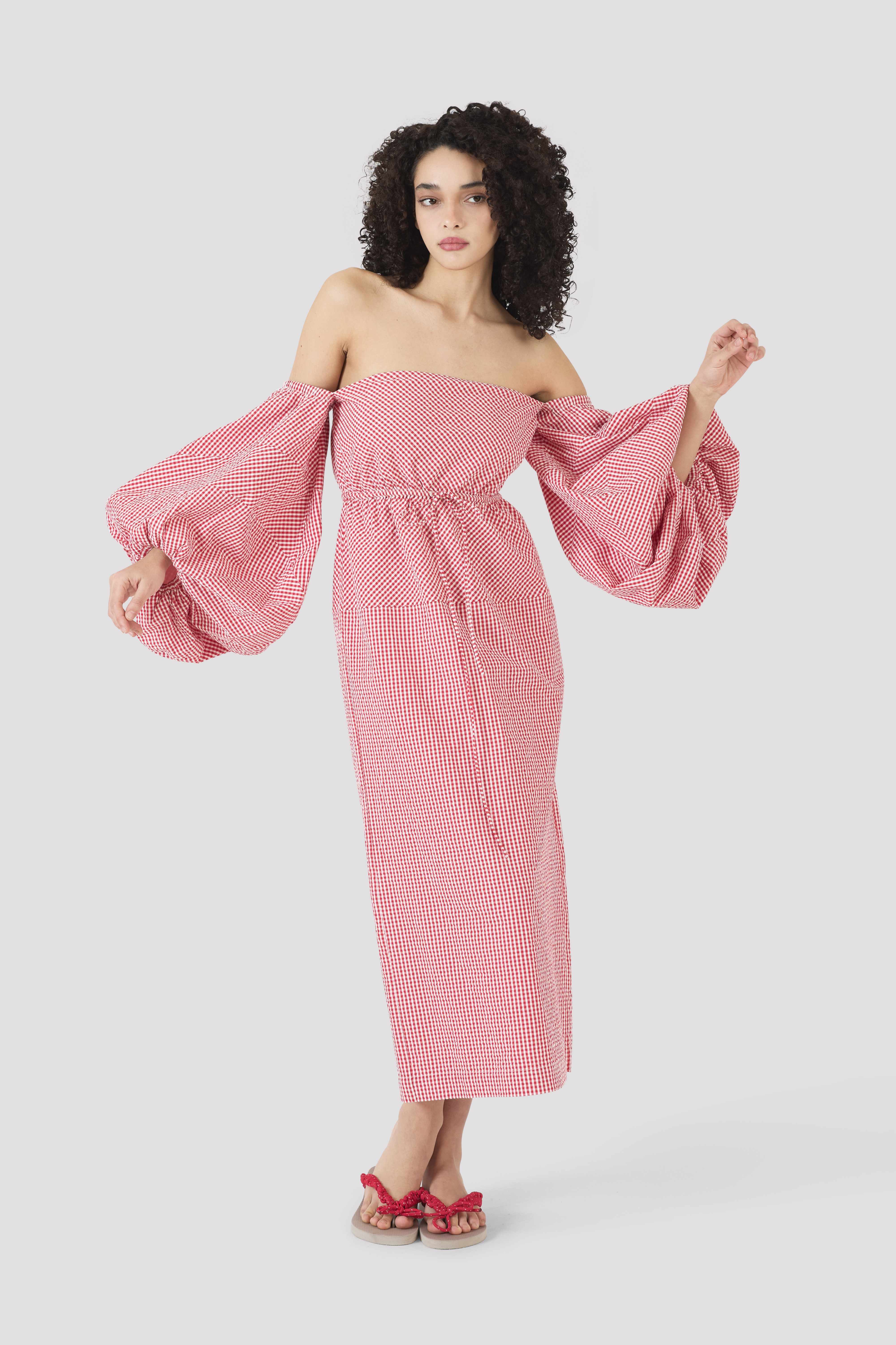 Balloon Sleeve Dress in Seersucker Gingham – Rosie Assoulin