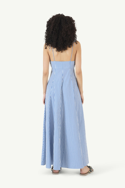 High Garden Maxi Dress in Cotton Poplin Stripe