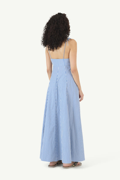 High Garden Maxi Dress in Cotton Poplin Stripe