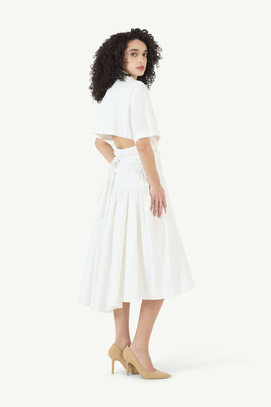 Tie Shirt Dress in Cotton Poplin