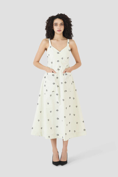 Pocktail Dress in Floral Embossed Crepe