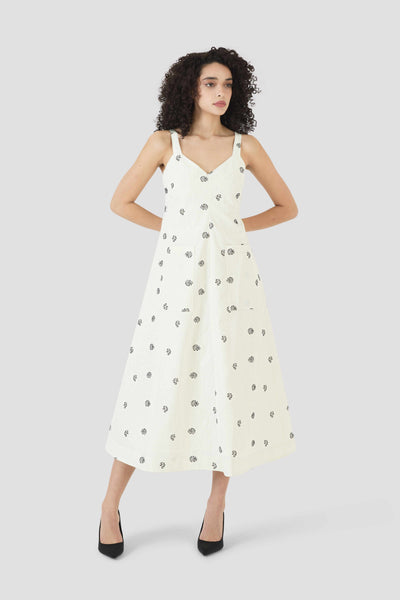 Pocktail Dress in Floral Embossed Crepe