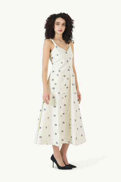 Pocktail Dress in Floral Embossed Crepe