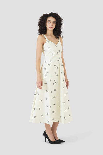 Pocktail Dress in Floral Embossed Crepe