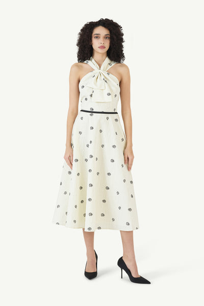 Sailor Dress in Floral Embossed Crepe