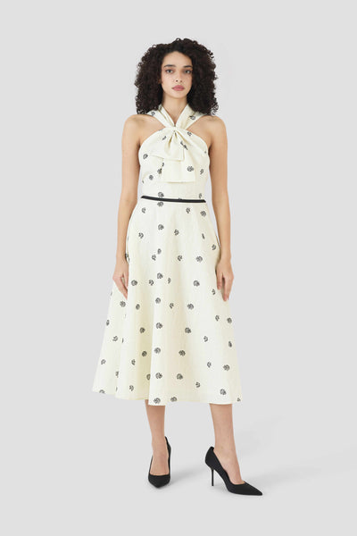 Sailor Dress in Floral Embossed Crepe