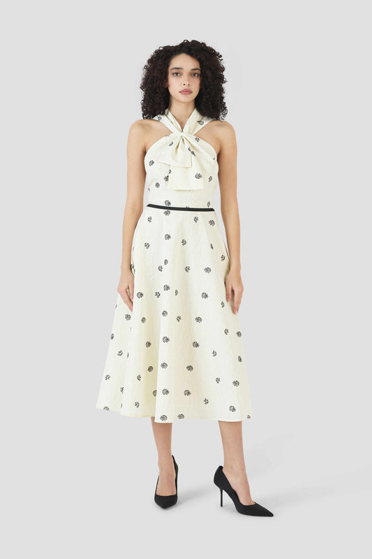 Sailor Dress in Floral Embossed Crepe