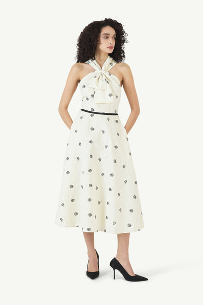 Sailor Dress in Floral Embossed Crepe