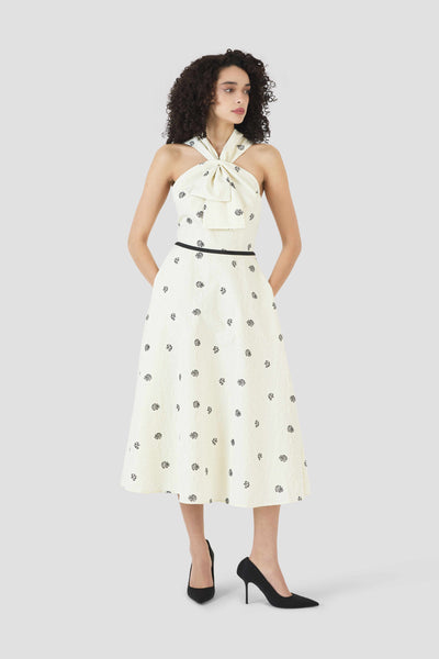 Sailor Dress in Floral Embossed Crepe