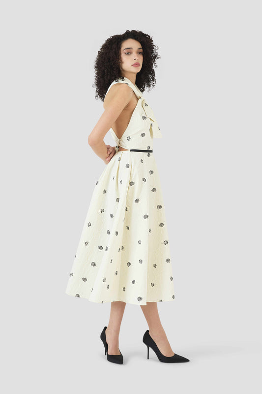 Sailor Dress in Floral Embossed Crepe