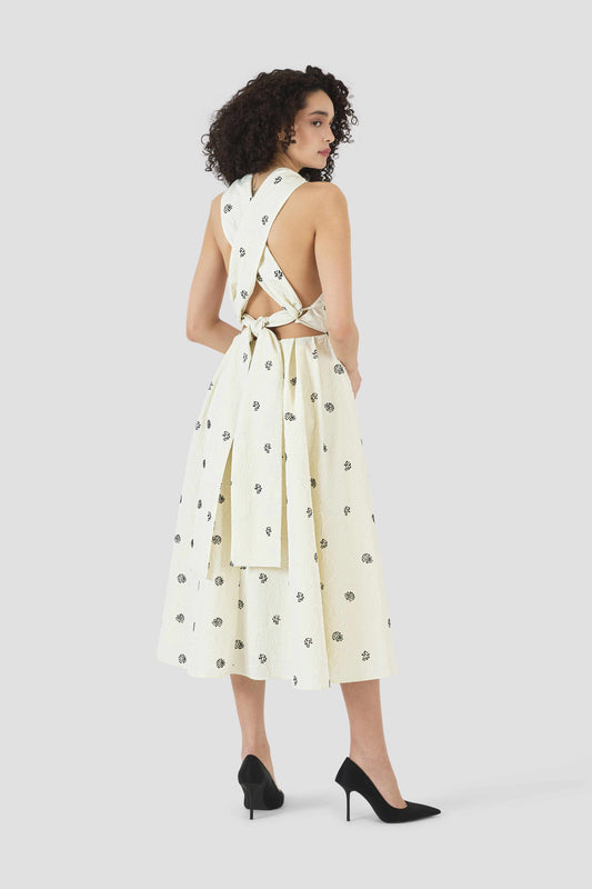Sailor Dress in Floral Embossed Crepe