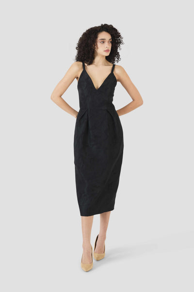 Tulip Waist Dress in Textured Jacquard